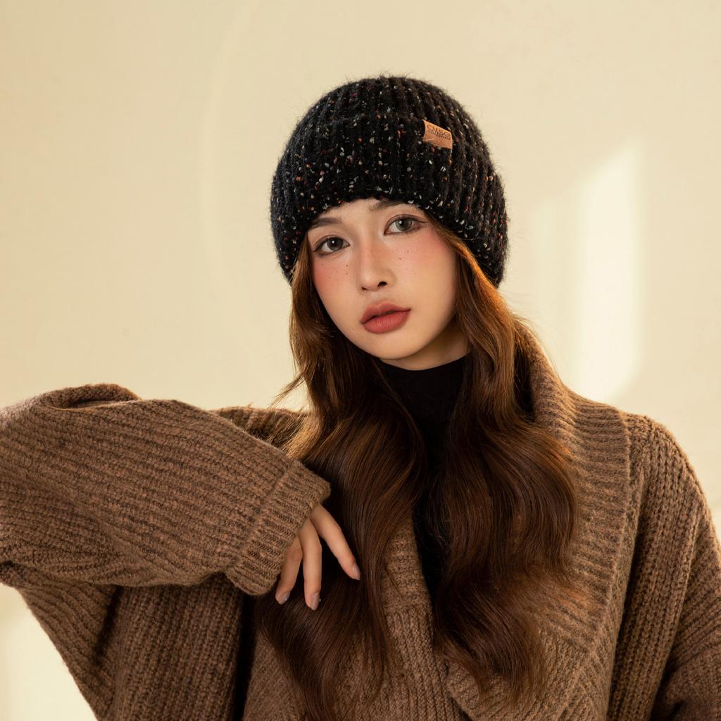 Knitted wool hat winter thickened warm ear protection pullover hat fashion casual versatile big head circumference cold hat