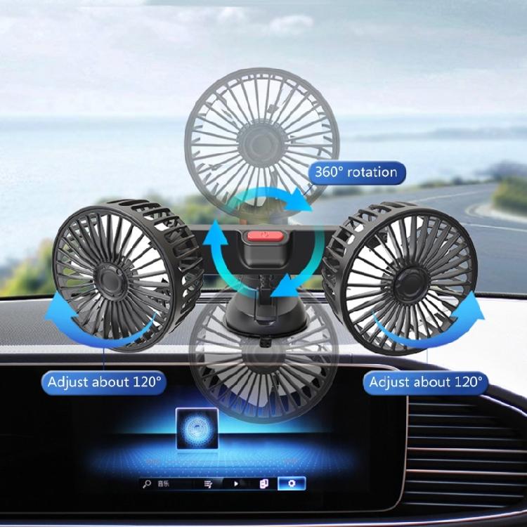 Vehicle Mounted USB Fan Car Dual Head Rotation Cooler Fan Suction Cup Cooler Fan