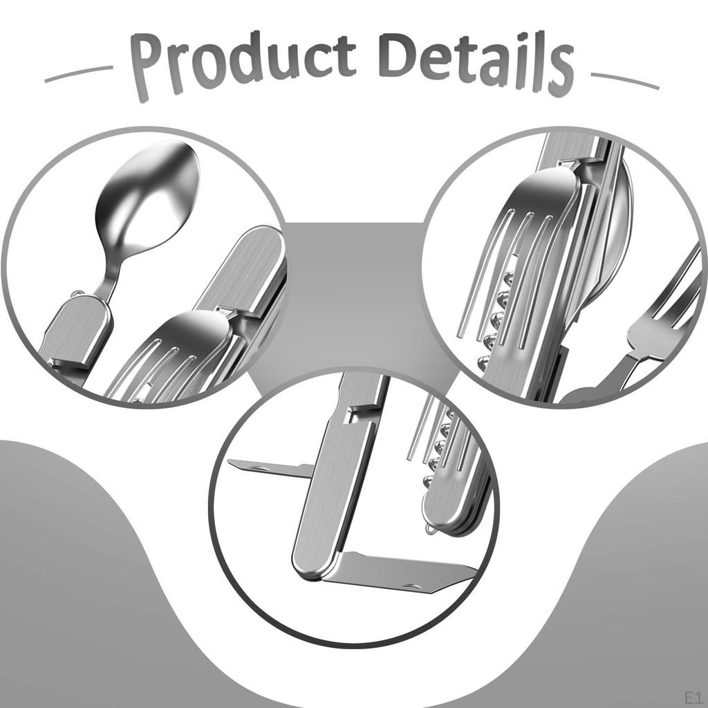 6 in 1 Camping Utensils Accessory Folding Corkscrew Tool Cutlery Set