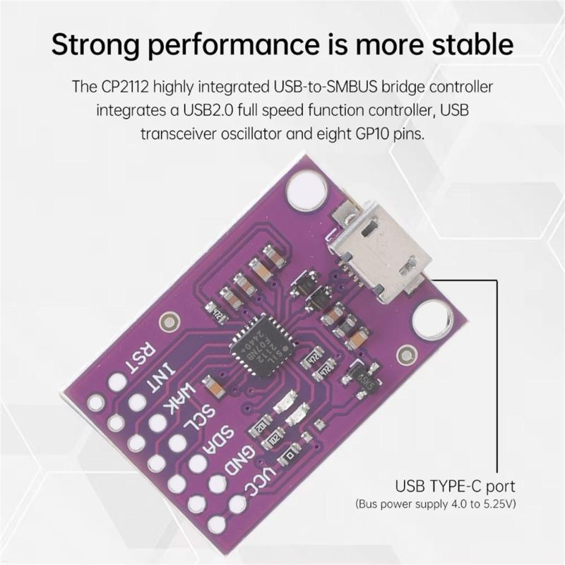 CP2112 Debug Board USB to I2C Communication Module Type C Evaluation Kit Sensors Module Adapter for Data Monitoring