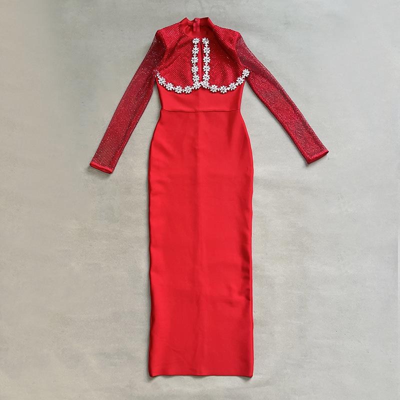 European-American Rhinestone Patchwork Luxury Party Dress