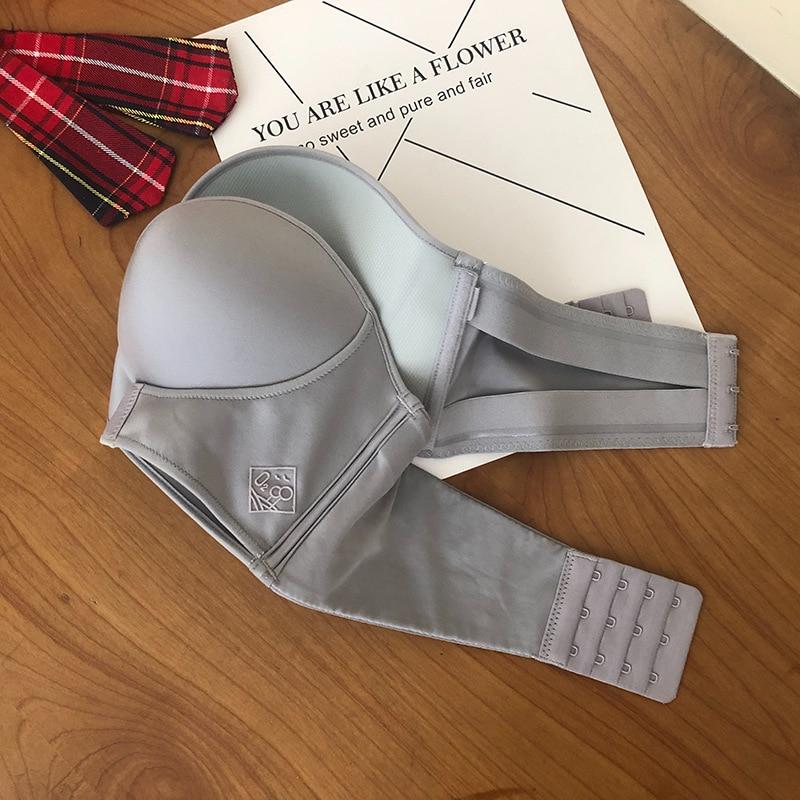 Axelbandslös BH Damer Push Up BH Sexiga Underkläder Osynlig BH Framknäppning Små BH Underkläder för Klänning A B Kupa