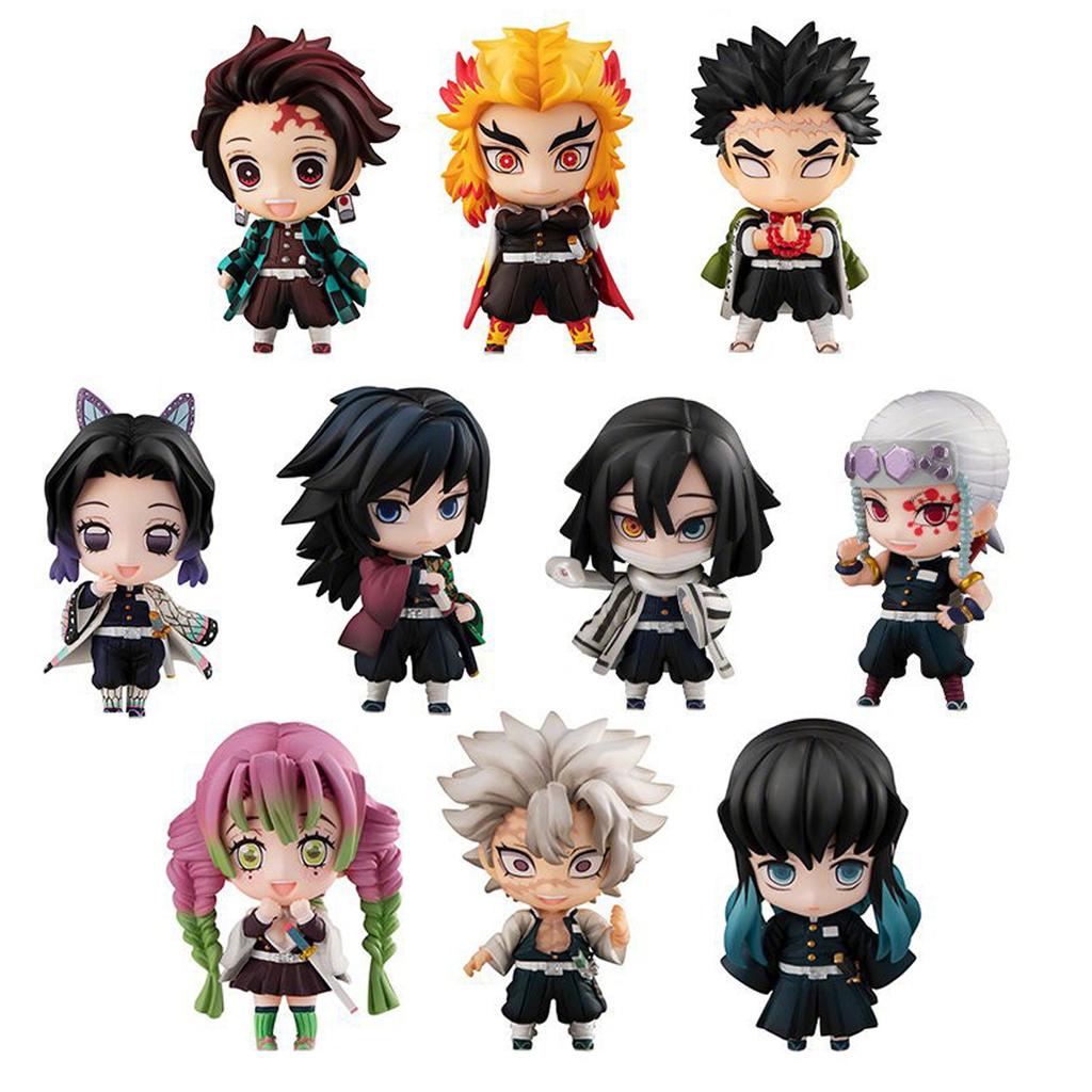 5 Stück Anime Demon Slayer Kamado Tanjirou Q Version Tomioka Giyuu Kyoujurou Sitzendes Modell Muichirou Kanroji Spielzeug Actionfigur