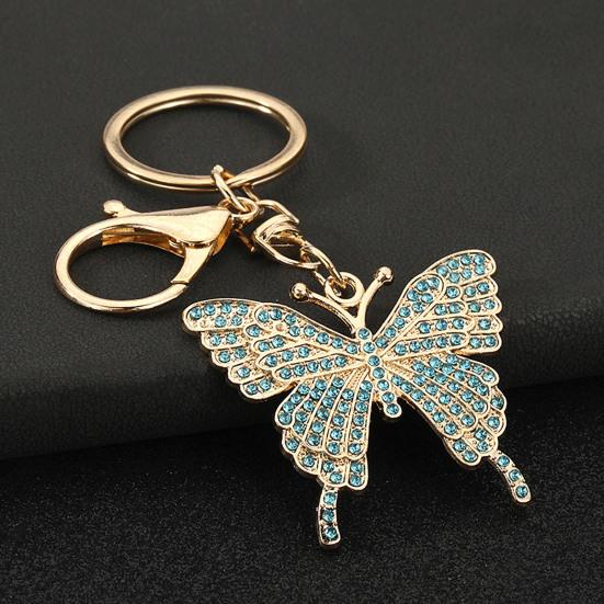 Keychain Pendant Sparkling Rhinestones Butterfly Charm Key Chain with Lobster Clasp Electroplated Key Holder Bag Accessory