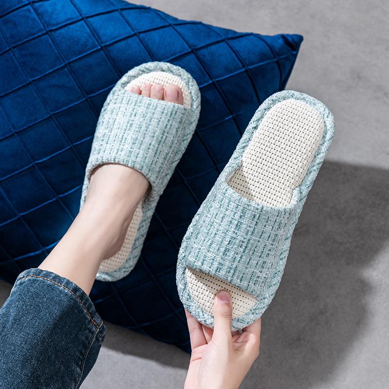 

Домашние тапочки унисекс из хлопка и льна: Мягкий, бесшумный, нескользящий 40/41 (fits 39-40) синий