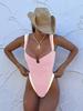 One-piece swimsuit female sexy high fork deep V chest vacation explosion European and American swimsuit