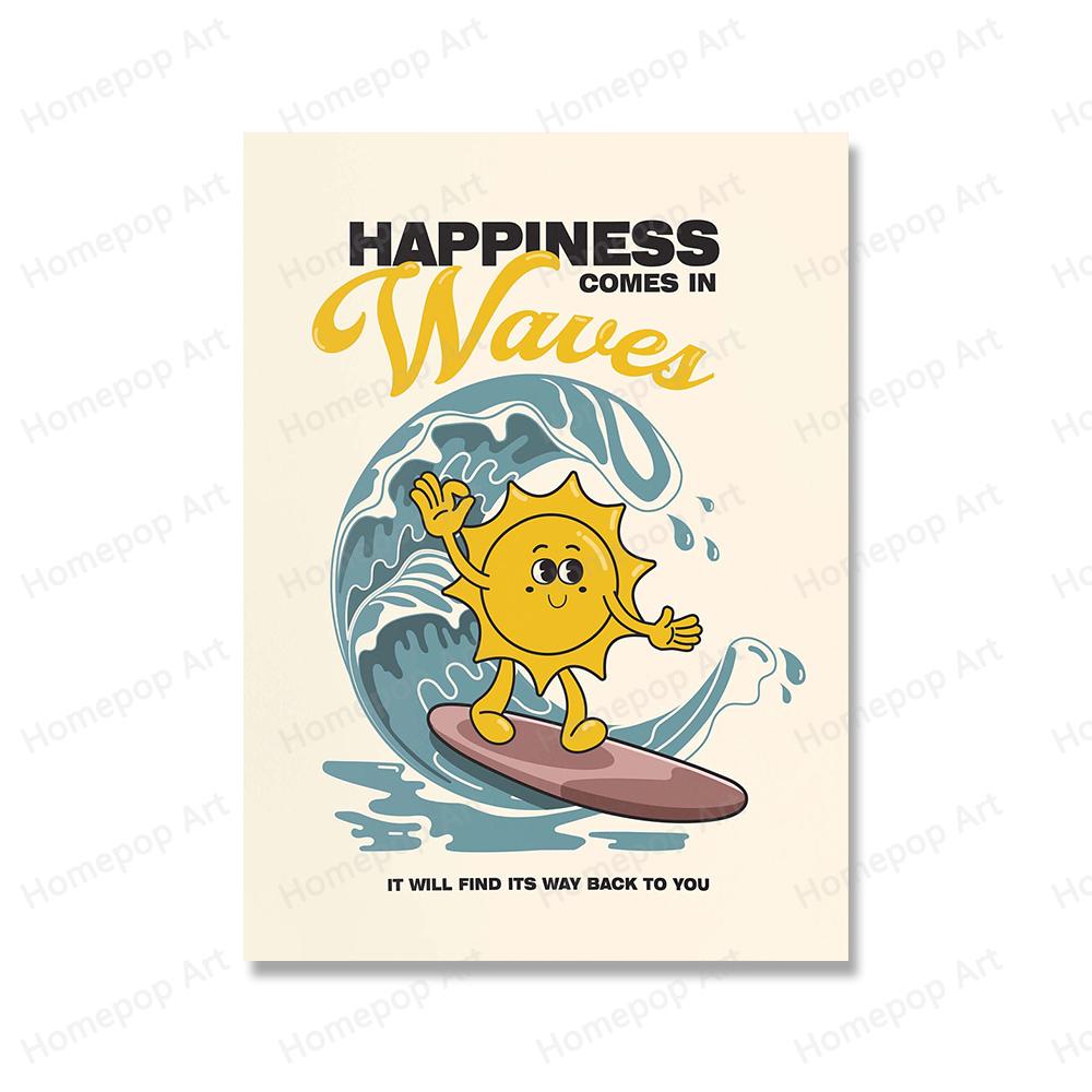 Cartoon Positive Retro Quote Print Feelings Self Love Emotions Art Poster Trendy Abstract Canvas Painting Living Room Home Decor