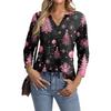 Women's Casual Fashionable Sexy Comfortable V-Neck Christmas Three-Quarter Sleeve Top