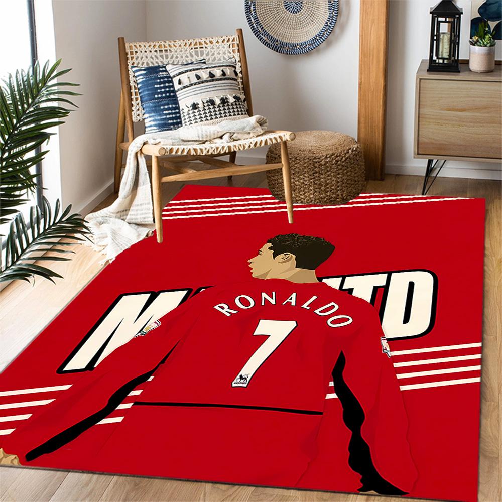 Ronaldo's Legacy In Red Themed Anti-Slip Rugs - Polyester Home Decor, Suitable for Bedrooms, Living Rooms, Doorways, Studios, and Decorations