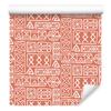 Polynesian Geometric Pattern Wallpaper Coral and Peach 50x1000