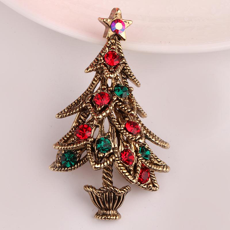Vintage Rhinestone Christmas Tree Brooch - 2020 European & American Fashion Lapel Pin
