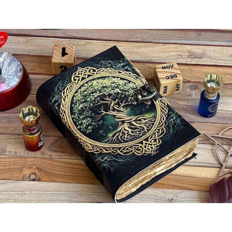 Leather Journal Tree of Life - Genuine Leather Notebooks For Women - Beautiful Journal For Sketches Book Traveling Book Blank Spell Book