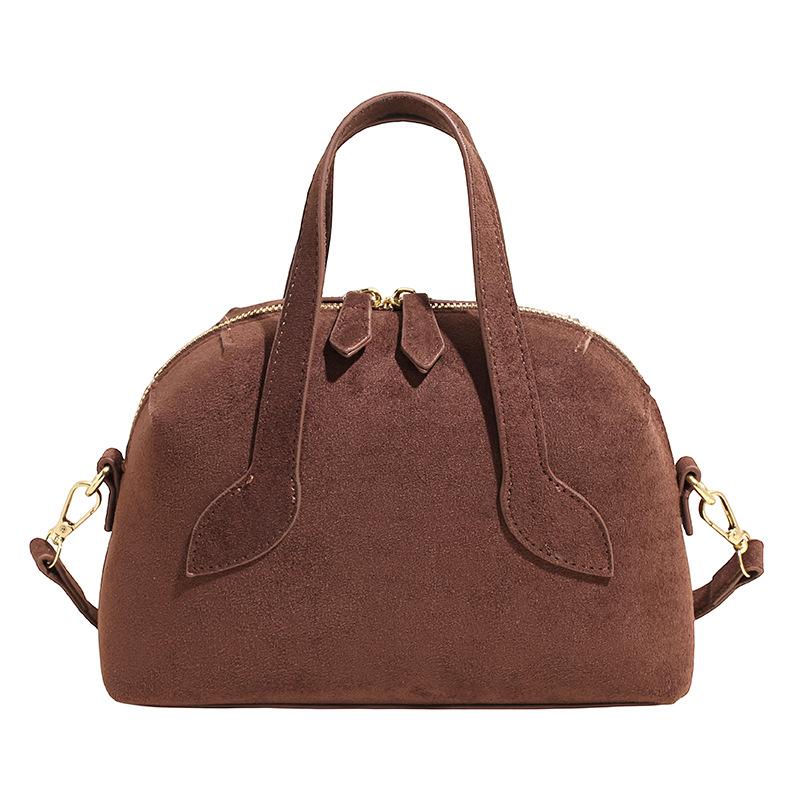 Retro Niche Portable Shell Bag Women's New Fashion Lychee Pattern Bowling Bag Commuter Shoulder Messenger Bag