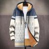 Νέο μπουφάν πολύχρωμα στοιχεία μοτίβου B1 φερμουάρ ζακέτα με κουκούλα χοντρό χειμερινό φλις μοντέρνα καπιτονέ ρούχα