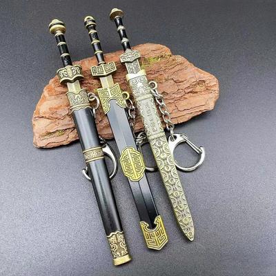 Katana Sword Pendant Keychain Mini Cutlery Model with Sheath Toy Knife Metal Anime Key Ring Ornament Purse Charm Accessories