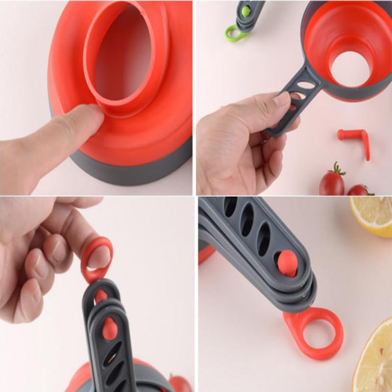 3Pcs/Set Kitchen Funnel 3Size Plastics Folding Funnel Kit Liquid Dispenser Powder Liquid Wide Mouth Jam Funnel Kitchen Tools