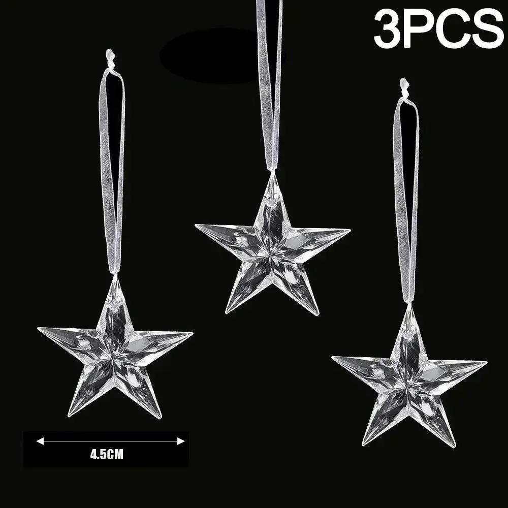 Clear Acrylic Snowflake Ornaments Christmas Tree Decorations Winter Wonderland Party Star Snowflake Icicle Shaped Crystal Decor