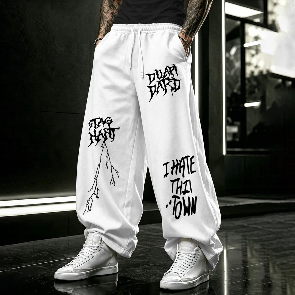Men’s loose-fitting, straight-leg trousers with a drape stretch waistband versatile casual and sports trousers for everyday wear