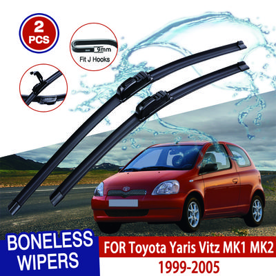 Per Toyota Yaris Vitz MK1 MK2 1999-2005 Tergicristalli Auto Tipo U Gomma Morbida Senza Telaio Senza Supporto Tergicristalli Auto 21"+14"