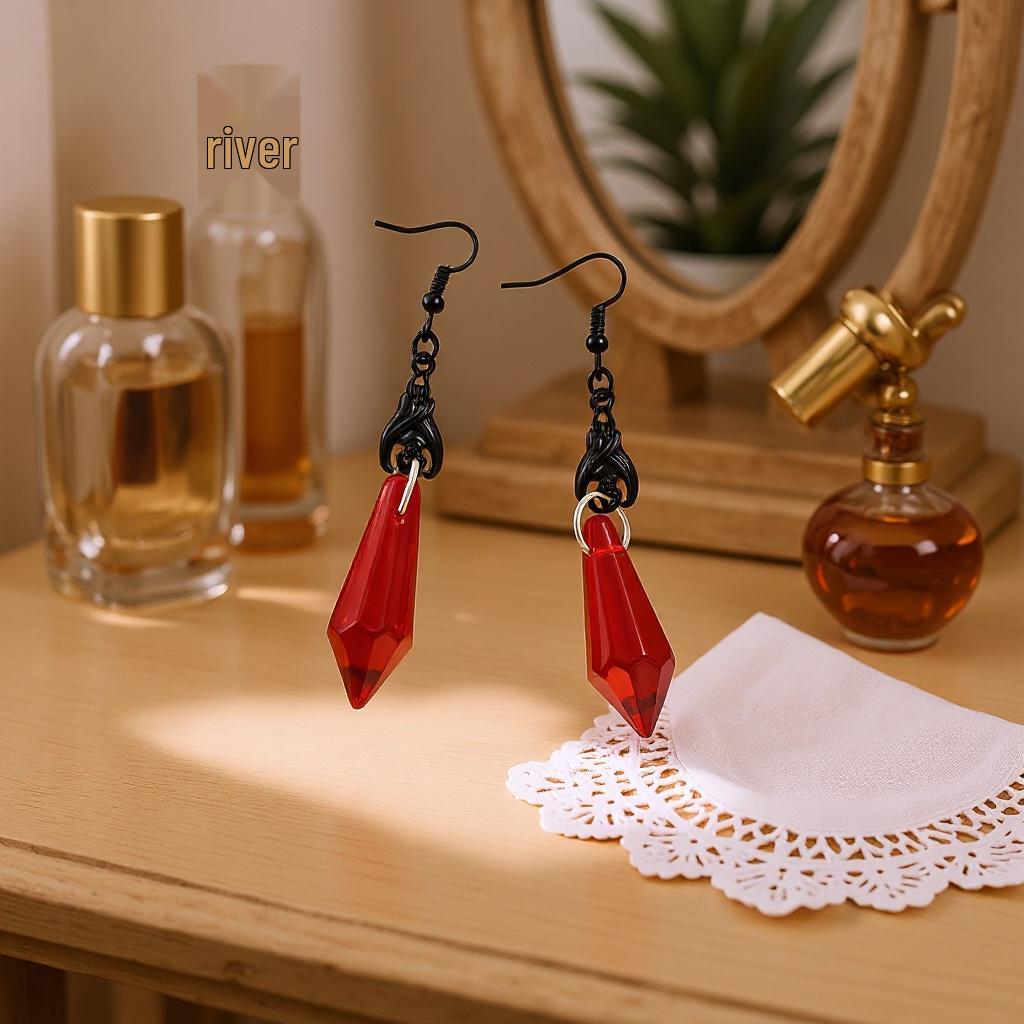 Geometric Bat Crystal Square Pillar Earrings