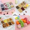 Snack Box Container, 8-compartment Divider Tray with Lid and Handle for Food, Snacks, Nuts, Fruit, Picnics, Travel - H-006-8