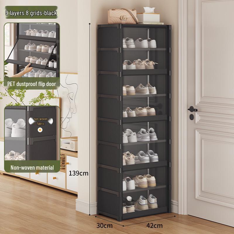 Sturdy Multi-layer Shoe Rack with Dustproof Transparent Shelves, Ideal for Home or Dorm.