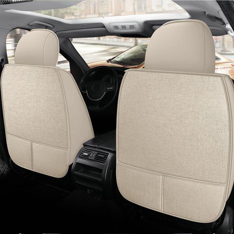 Four Seasons Universal Cotton Linen Car Seat Cushion - Full Coverage Linen Fiber Cover