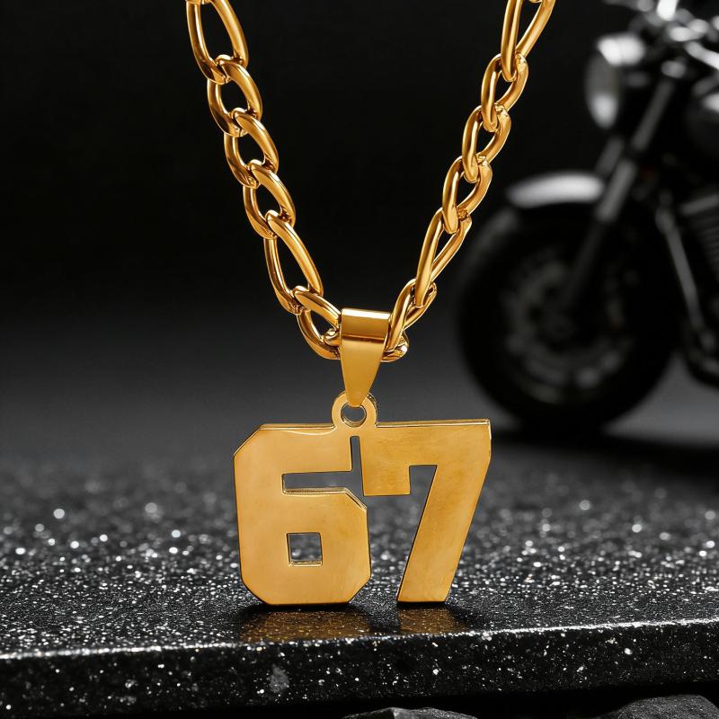 67 Necklace Punk Tag Letter Stainless Steel Pendant Necklaces For Men Women Jewelry Sportsmanship Gift