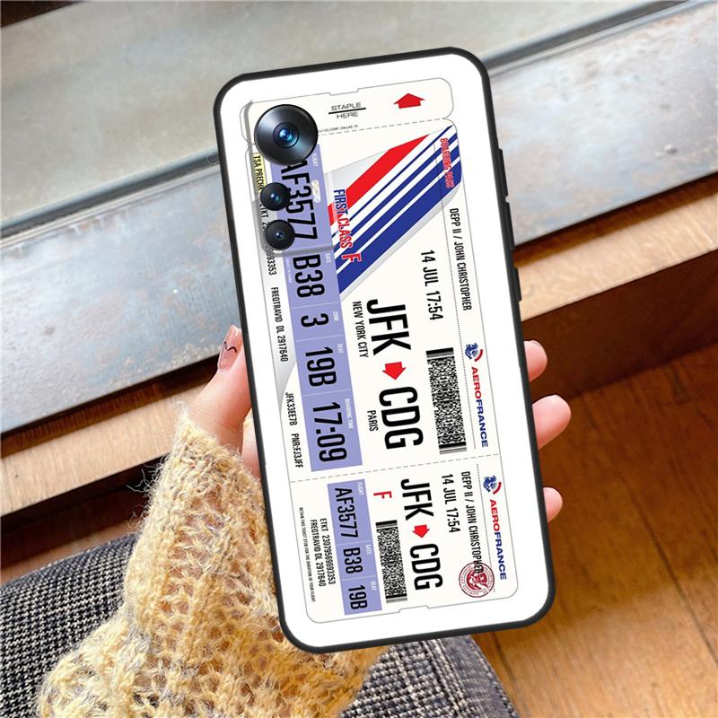 Authentic Airline Boarding Pass Cover For Xiaomi 15 13 14 Ultra 11T 12T 13T 14T Pro POCO X7 X3 X5 X6 Pro F5 F6 F7 Pro Case