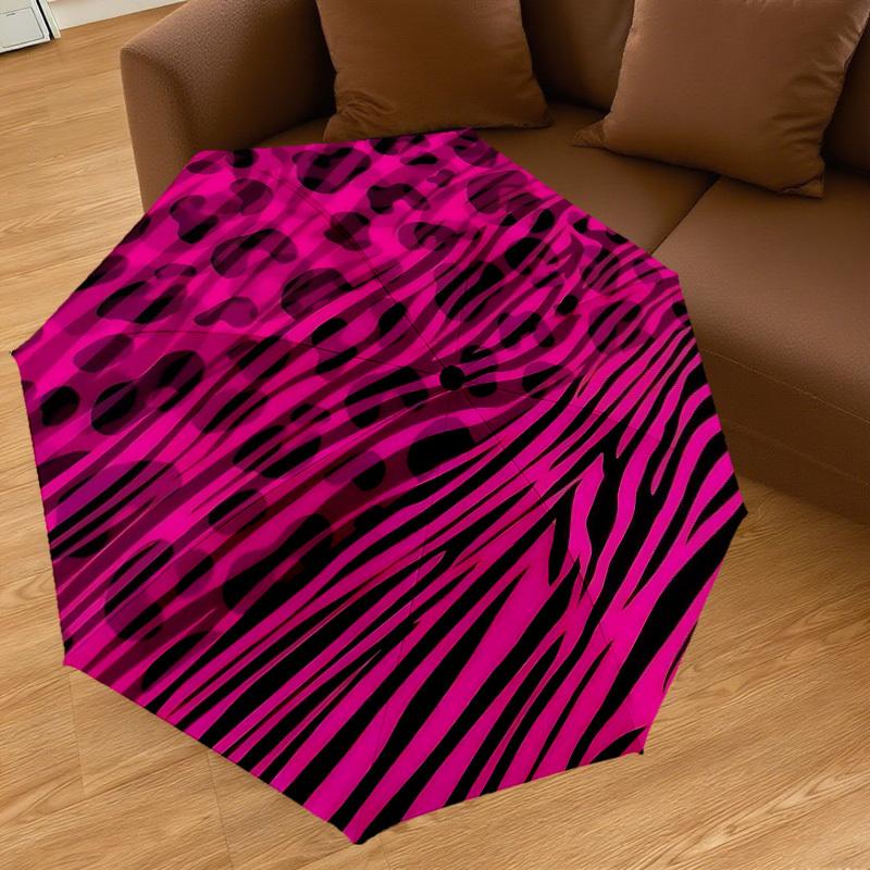 1PC Leopard Print Zebra Stripes Umbrella-8-Rib Reinforced, Automatic Open, Lightweight & Durable, Cute Fashion Accessory for Outdoor-T370