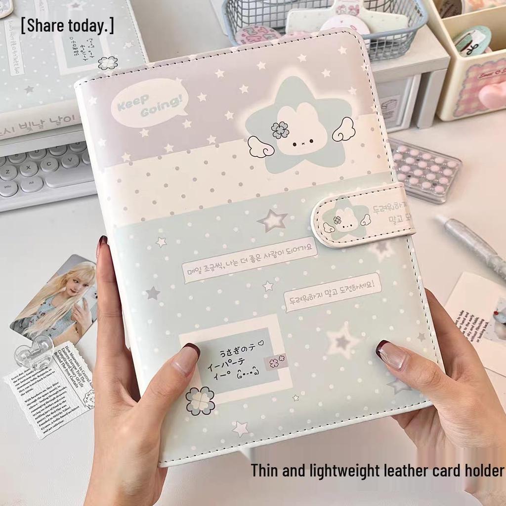 Cute Rabbit Leather Card Holder – Stylish Thin Design, Ideal as a Student Gift. Loose-Leaf Card Storage Album in Stock.