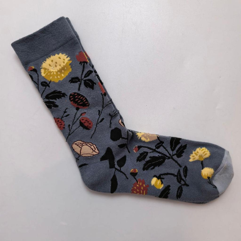 French Artistic Oil Painting Series: Colorful Trendy Mid-Calf Cotton Socks for Women