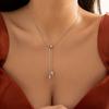 Temperament Imitation Pearl Star-shaped Fringed Necklace, Simple Pastoral Water Drop-shaped Pendant Necklace for Women