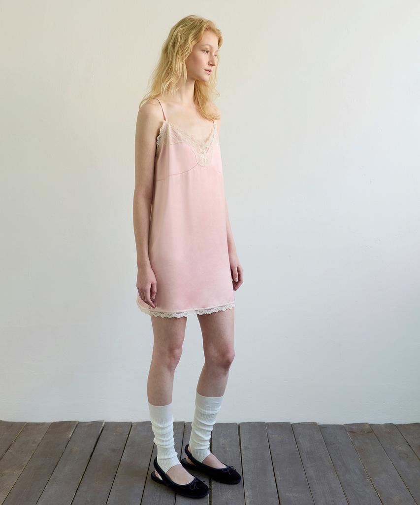 Aobteu Lace Slip Mini Dress - Pink