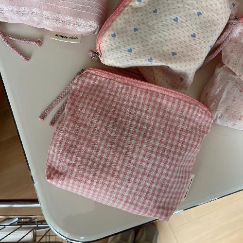 Korean ins polka dot love lipstick bag, high-value girl, hand-held makeup bag, large-capacity liner storage bag