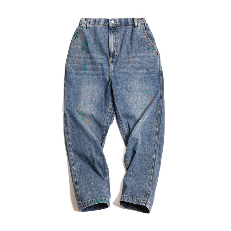 

Madden Retro Paint-Splashing Style Graffiti Denim Washed Overalls