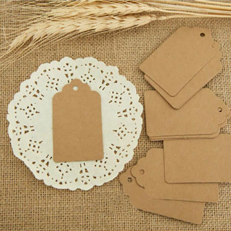 100PCS Blank Wave Kraft Paper Hanging Tag Cartoon Baking Label Holiday Party Invitation Cake Clothing Gifts Shop Paper Blank TMZ