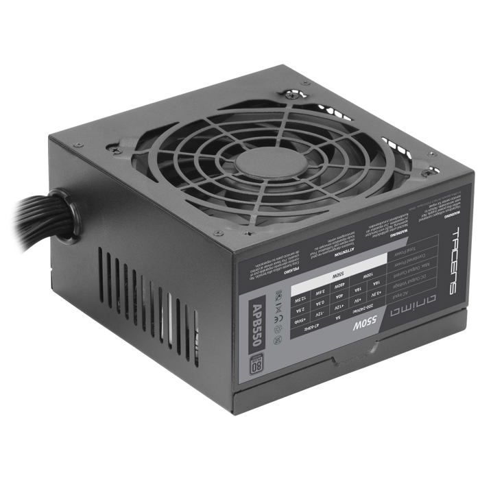 Tacens Anima APB550, Alimentation PC ATX 550W, 80Plus Bronze, Technologie SMD 85%, Ventilateur 12cm Ultra-Silencieux, Noir