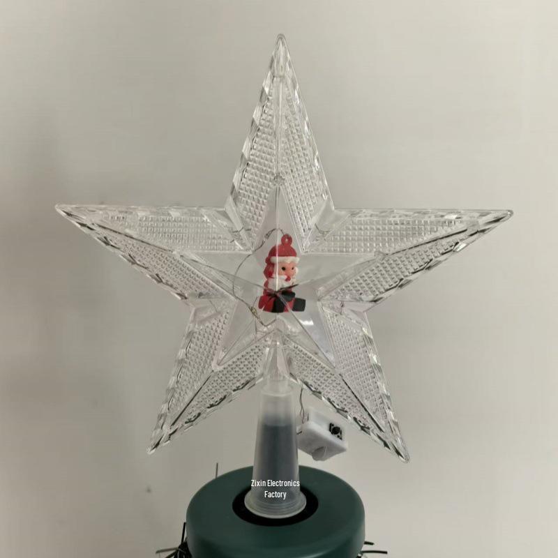 New 20cm Double-layer Five-pointed Star Snowman Tree Topper Light