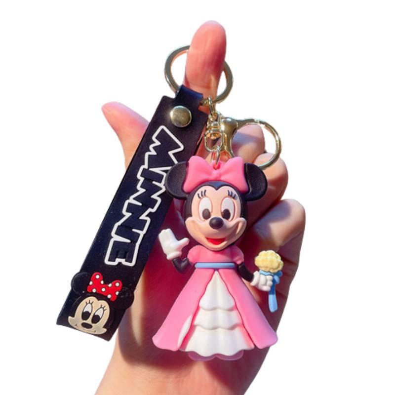 Cute Pvc Mickey Minnie Wedding Keychain Bag Pendant Car Key Chain Small Gift Wholesale