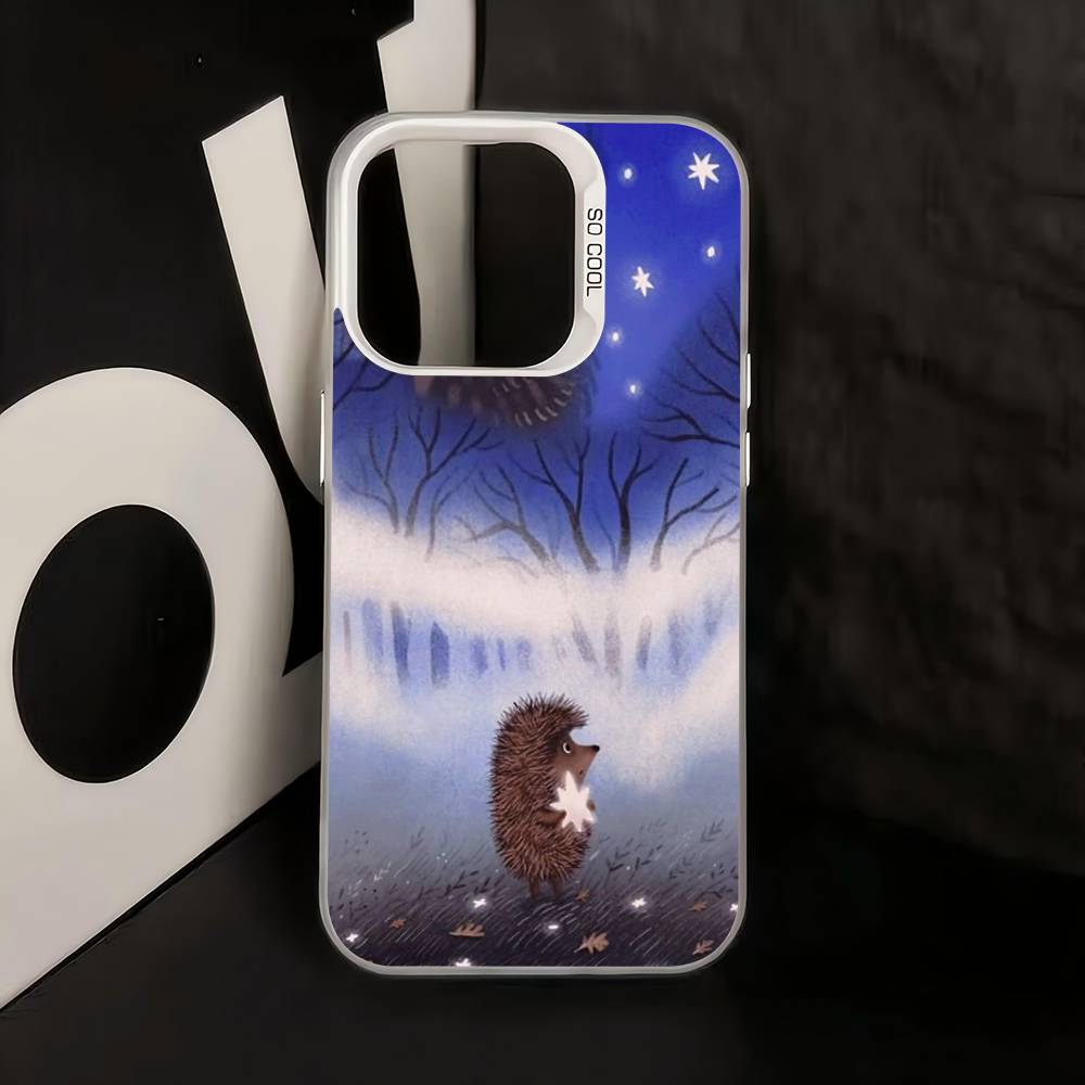 Bright Hedgehog In The Fog Silver Plated Inside Phone Case For iPhone 17 16 15 14 11 12 13 Pro Max Plus X XR XS Max Colored