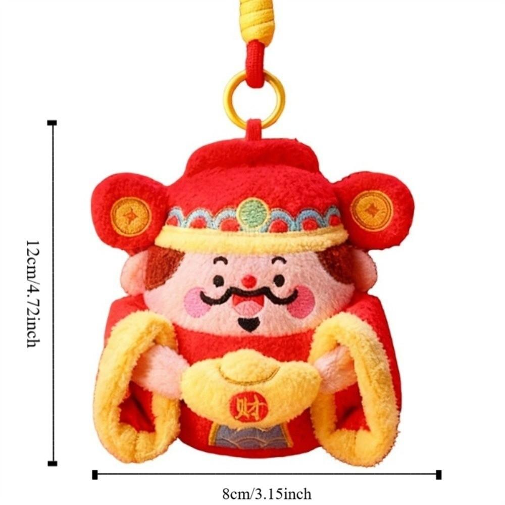 Yuan Bao Wealth God Keychain Creative New Year Mascot New Year Plush Pendant  Car Decoration