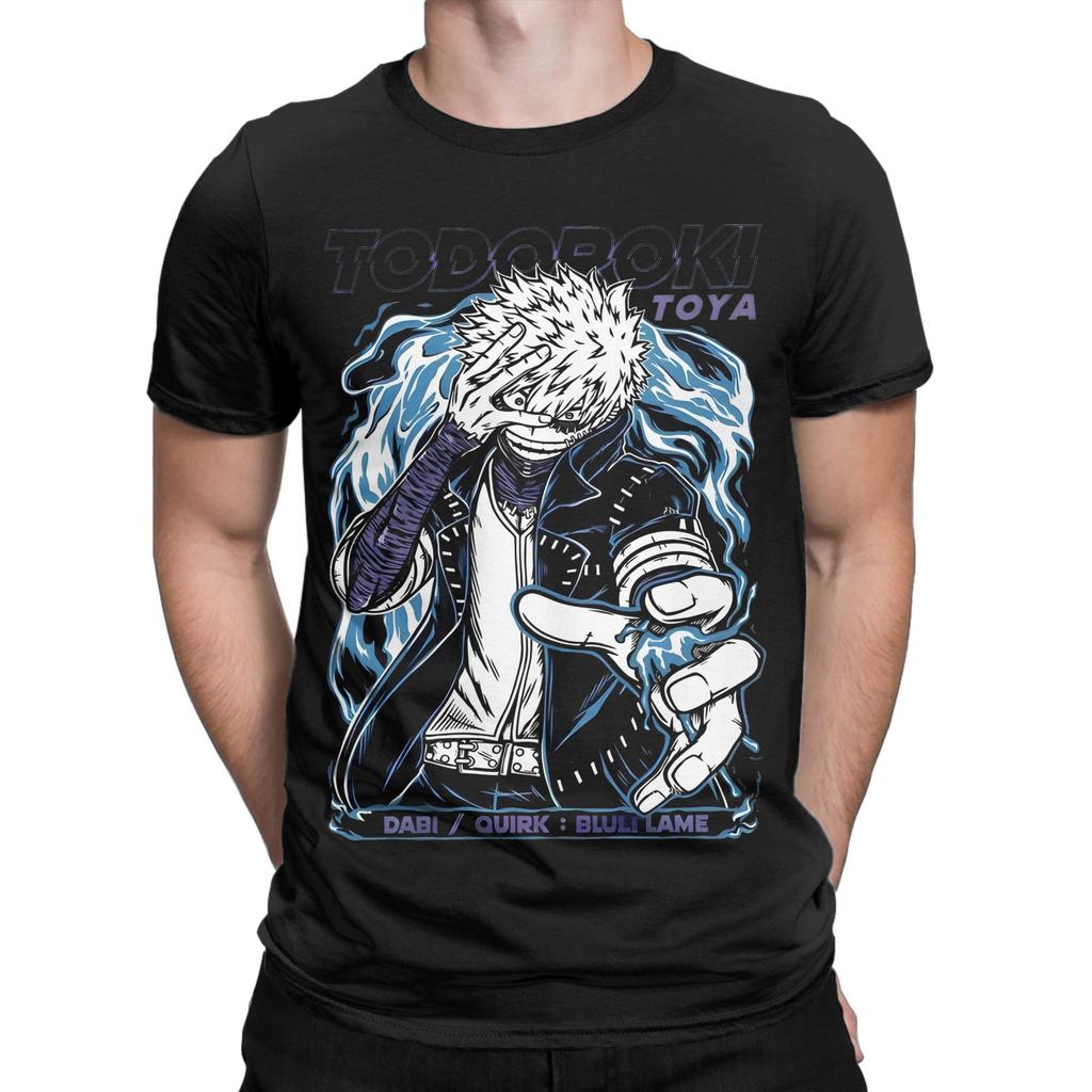 Blue Fire Villain My Hero Academia T-Shirts for Men Crazy Cotton Tees Crewneck Short Sleeve T Shirt Birthday Present Clothes