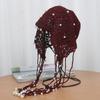 Elegant Pearls Beanie Hat Breathable Hat Y2K Crochet Beanie Hat Holiday Y2K Crochet Hat Encrusted Pearls