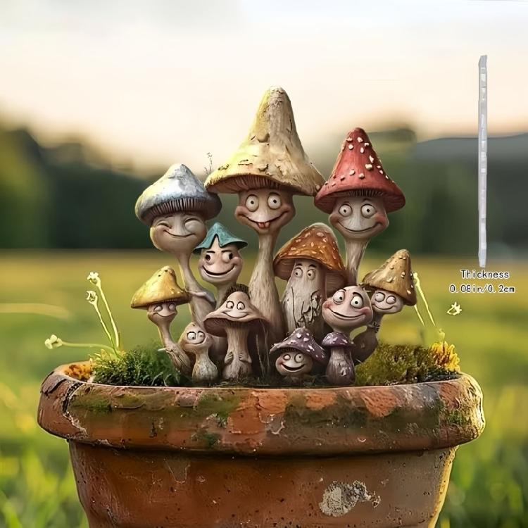 Acrylic Garden Stake Decoration Mushroom Yard Stakes Ornament Waterproof Garden Statue for Outdoor Decoration