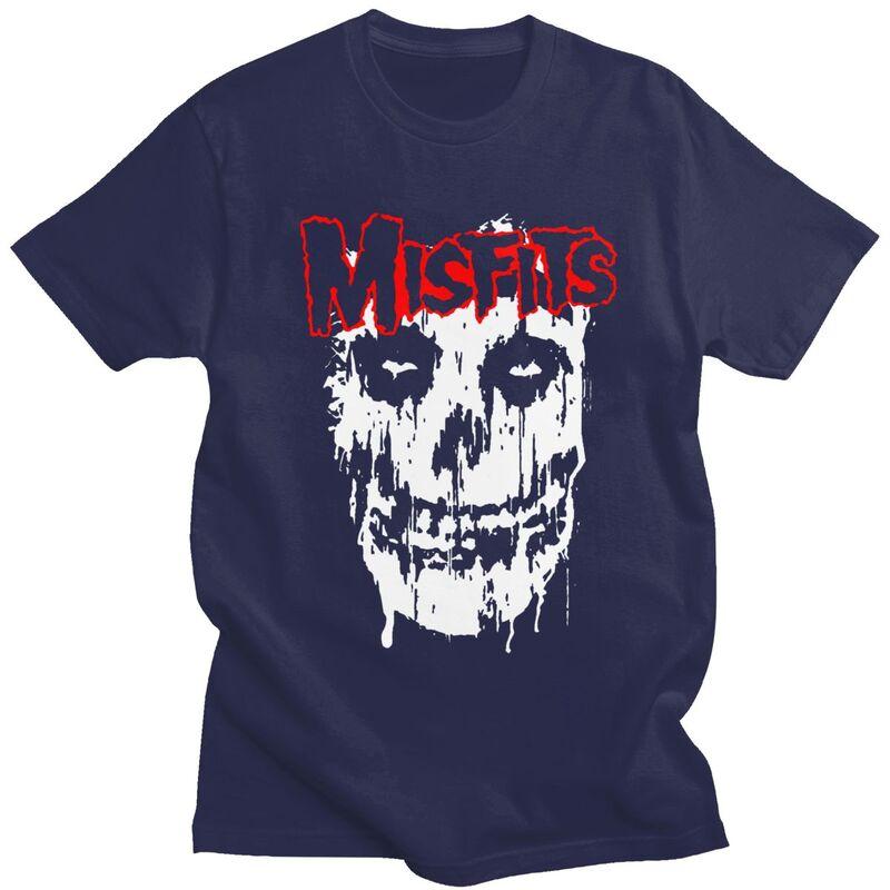 Custom Male Horror Punk Rock Misfits Skull T Shirt Short Sleeve Cotton Tshirt Classic Tshirt Leisure Tees Loose Fit Clothes