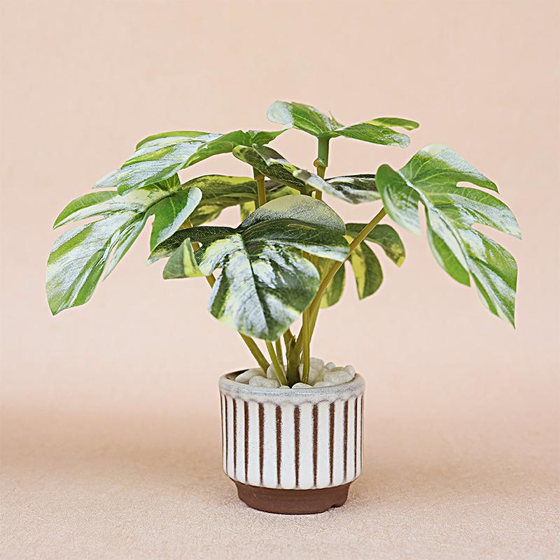 1/12 Dollhouse Mini Simulation Monstera Potted Model Dollhouse Green Plant Decoration Dolls House Living Decor Accessories