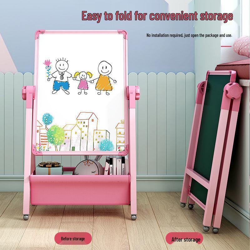 Kids' Double-Sided Magnetic Blackboard & Whiteboard: Erasable Drawing & Writing Stand with Coloring and Graffiti Features