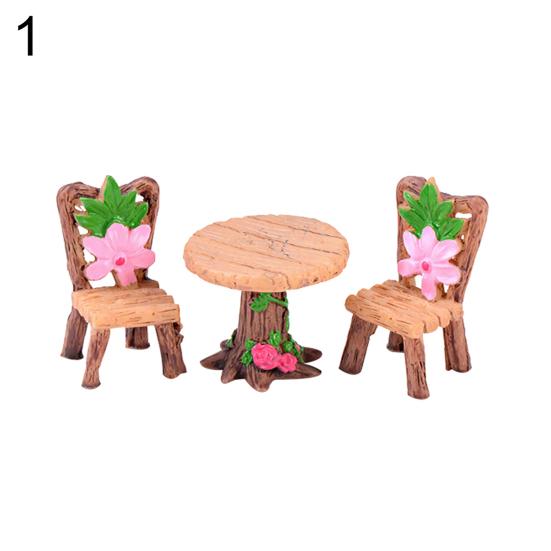 3 ks Miniatúrny nábytok Viacúčelový Ručne vyrobený Živicový Nábytok na Rastliny Displej pre Záhradu