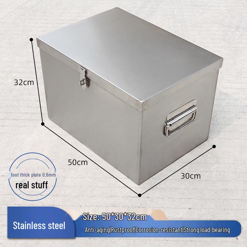 Lockable Stainless Steel Hardware Toolbox - Rectangular Thickened Storage Box